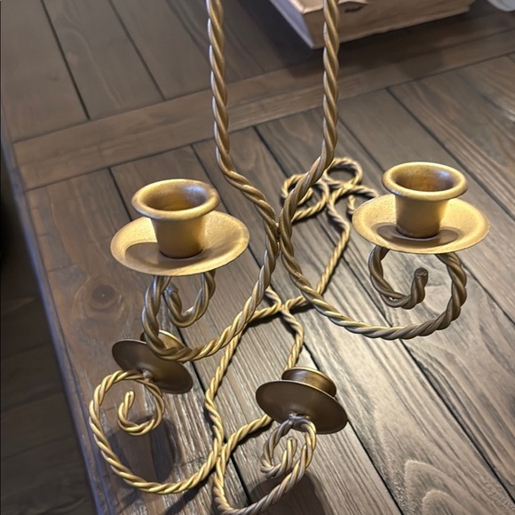 Pair of Gold Metal Wall Braided Candle Holders - Picture 6 of 8